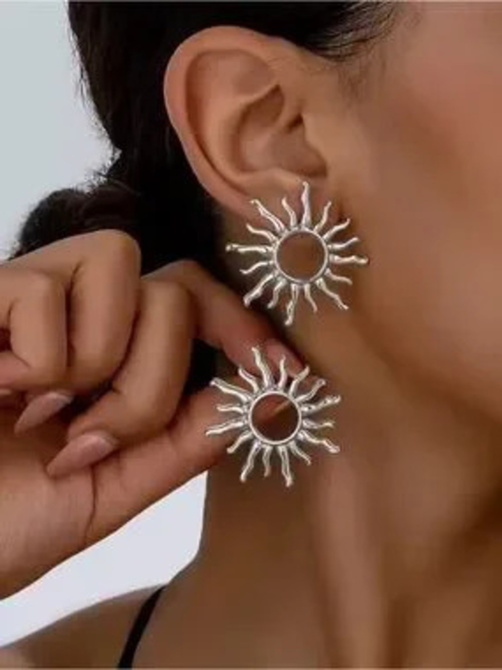 Minimalist Silver Sun Earrings